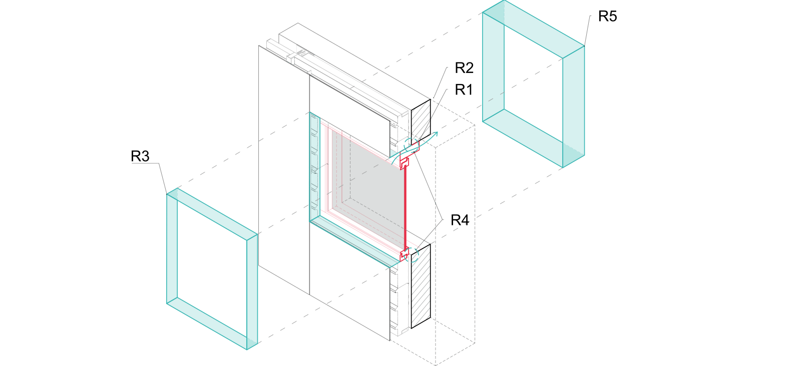 Integration of DCV system when the window is in the structure and sandwich panel layer